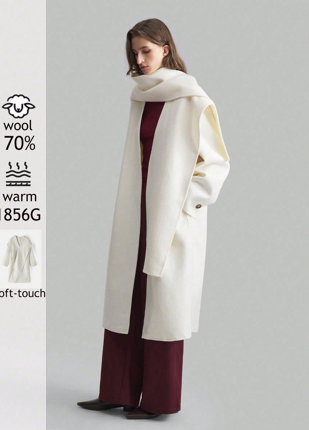 Белое демисезонное Пальто SHEIN