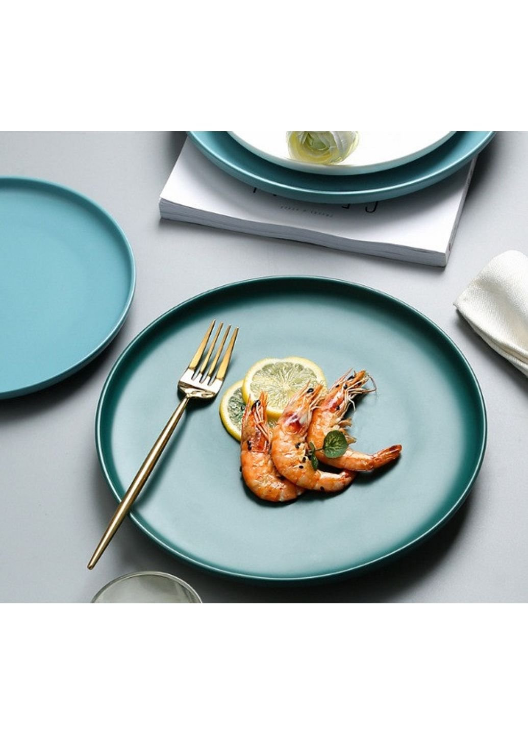 Тарілка підставна кругла 6481 25.3 см зелена No Brand (253618652)