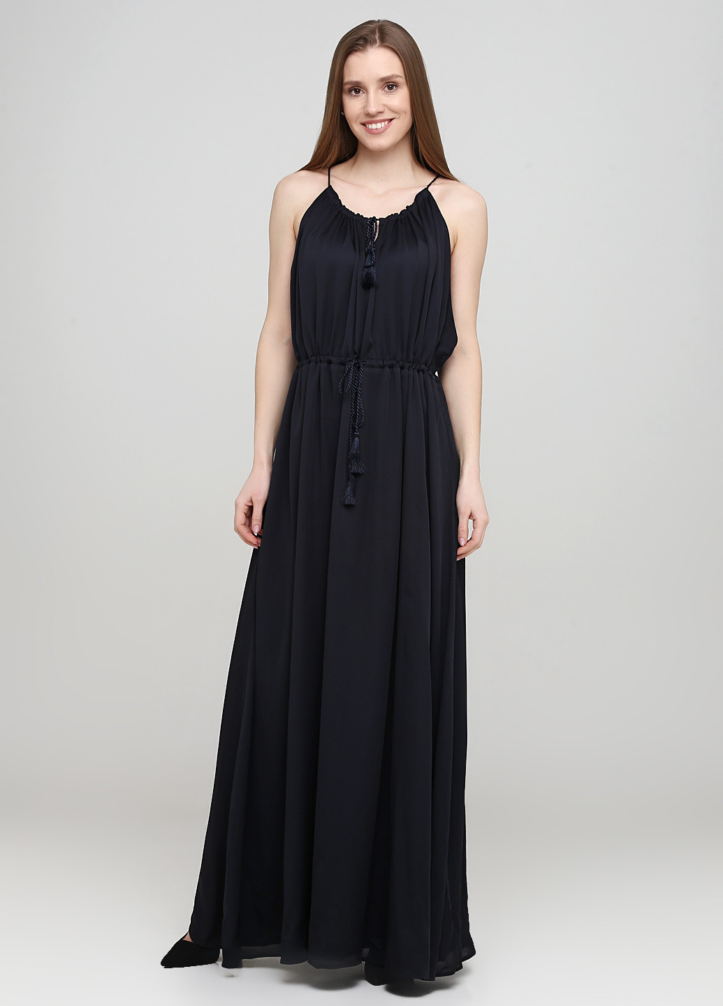 Темно-синя кежуал плаття, сукня кльош H&M однотонна