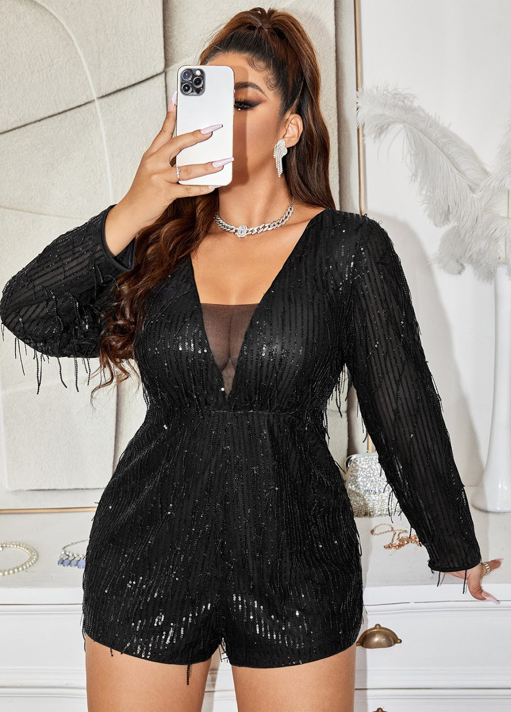 Комбинезон SHEIN комбинезон-шорты однотонный чёрный вечерний полиэстер
