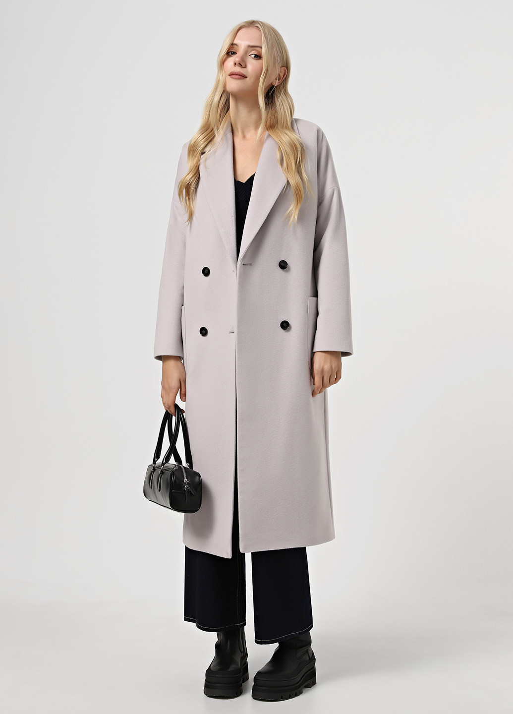 Світло-сіре демісезонне Пальто двобортне Florens