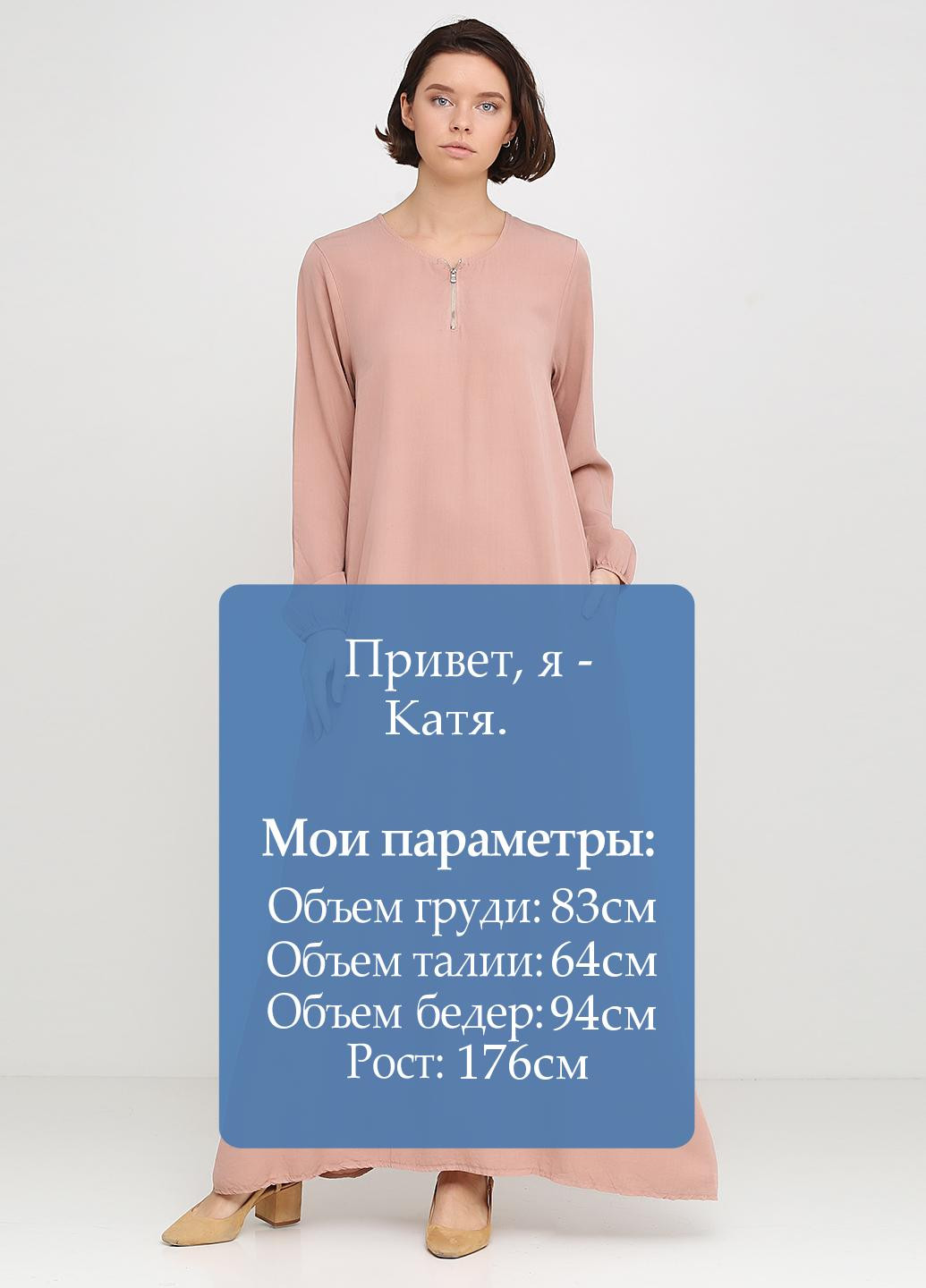 Бежевое кэжуал платье New Collection однотонное