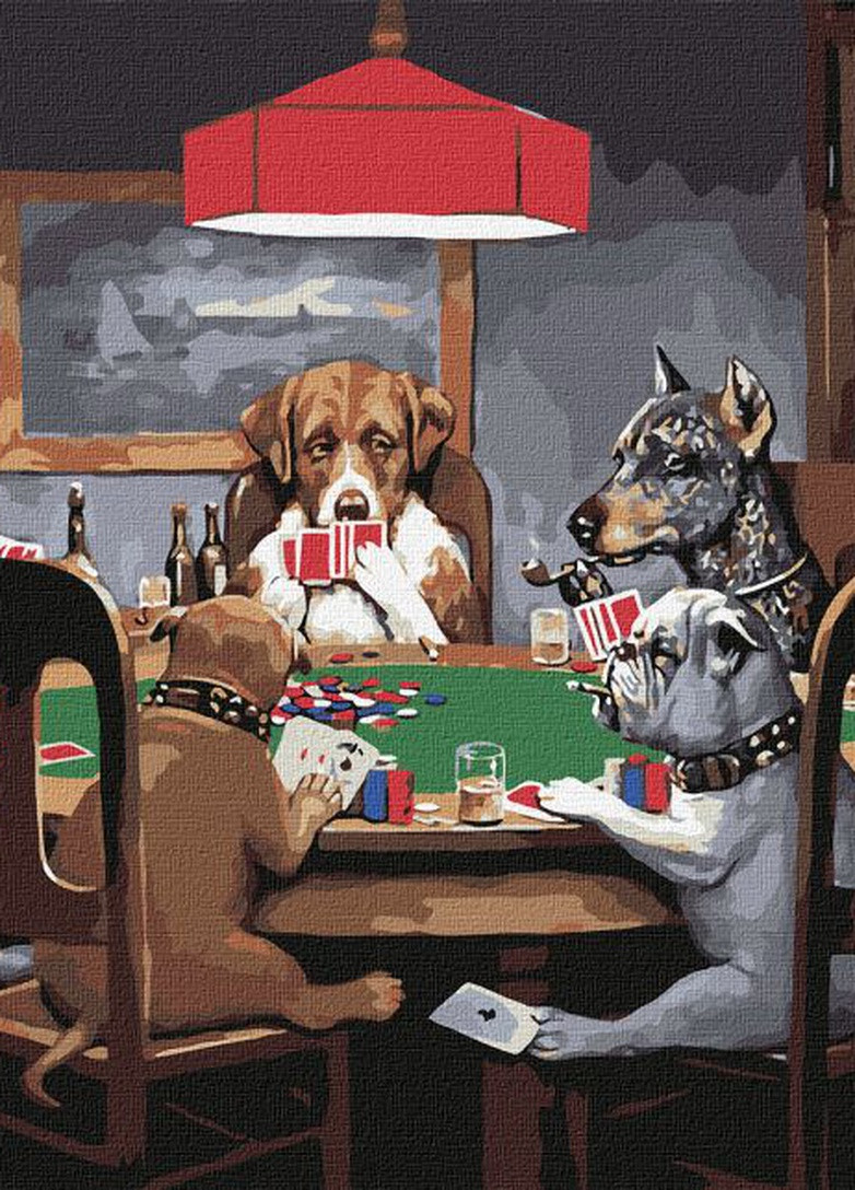 Картина по номерам. Собаки играют в покер ©Кассиус Кулидж. 40х50см. KHO4327. Идейка (253484122)