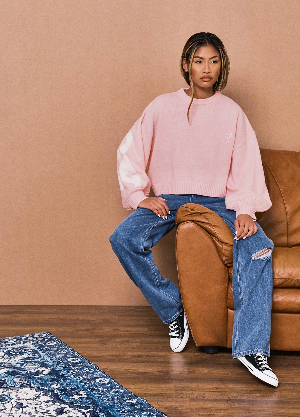 Світло-рожевий зимовий светр джемпер Missguided