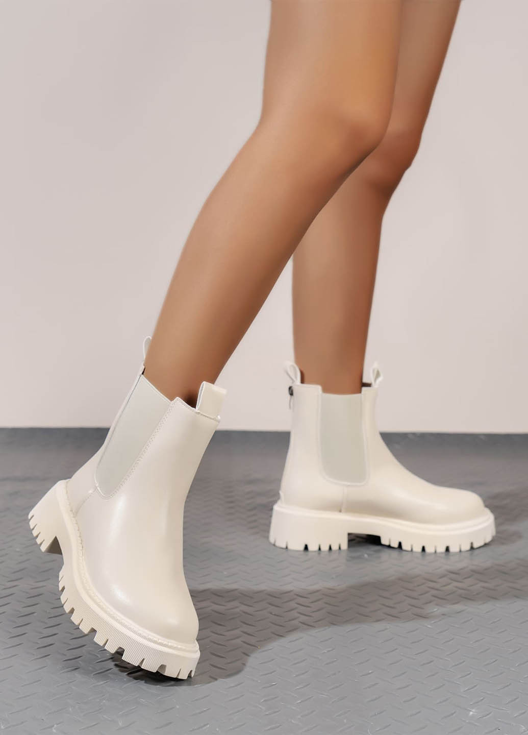 Осенние ботинки челси SHEIN на тракторной подошве из искусственной кожи, тканевые