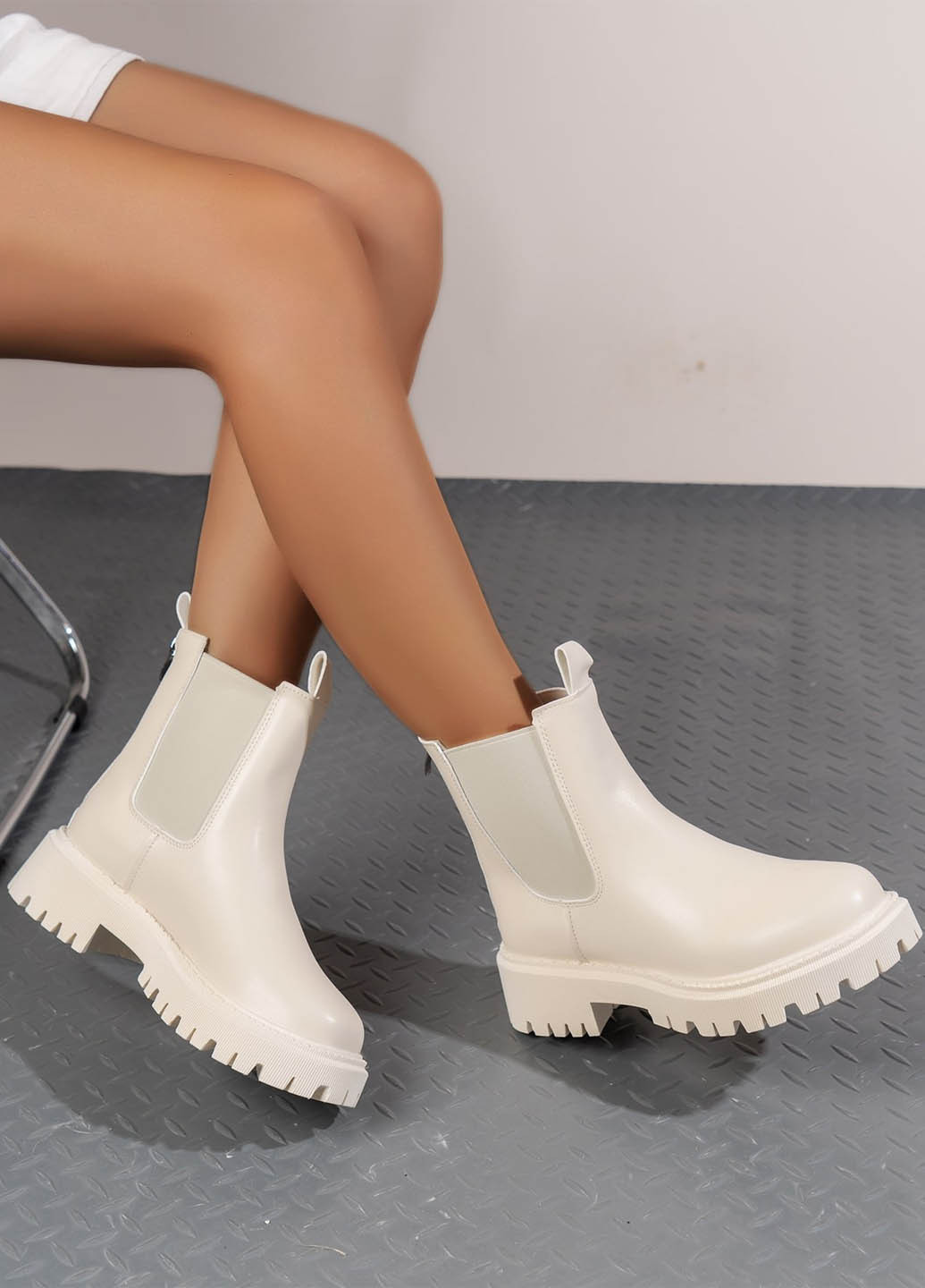 Осенние ботинки челси SHEIN на тракторной подошве из искусственной кожи, тканевые