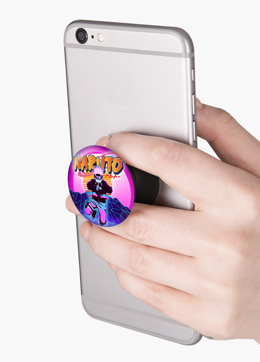 Попсокет (Popsockets) держатель для смартфона Наруто Узумаки (Naruto Uzumaki) (8754-2629) Черный MobiPrint (216836501)