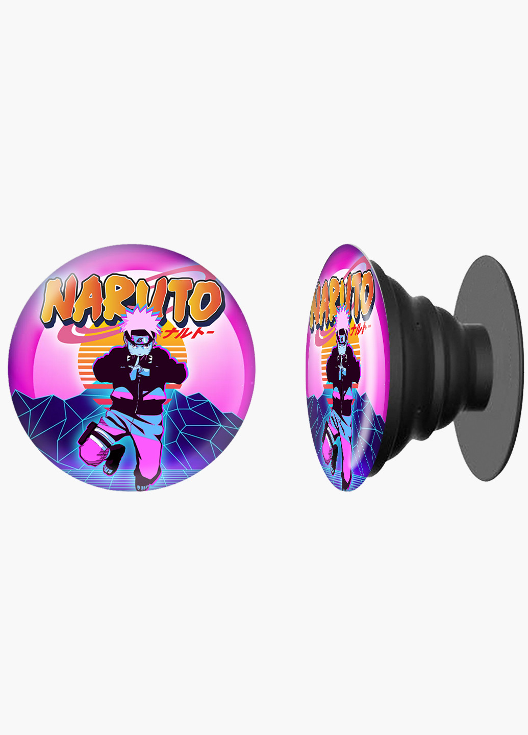Попсокет (Popsockets) держатель для смартфона Наруто Узумаки (Naruto Uzumaki) (8754-2629) Черный MobiPrint (216836501)