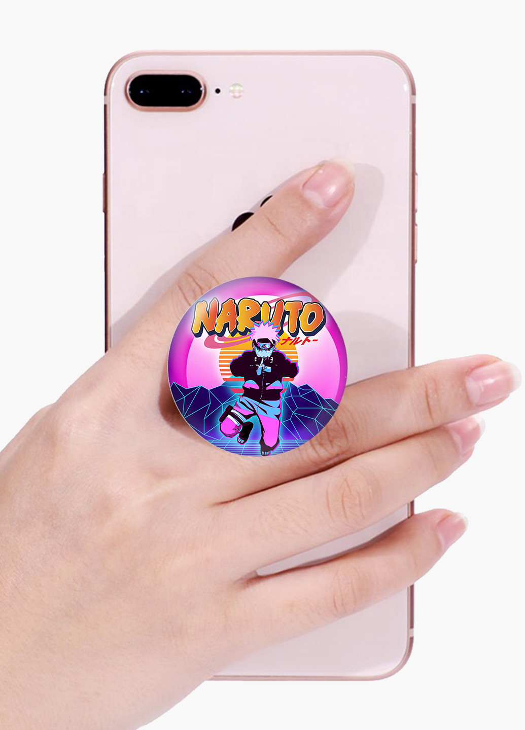 Попсокет (Popsockets) держатель для смартфона Наруто Узумаки (Naruto Uzumaki) (8754-2629) Черный MobiPrint (216836501)