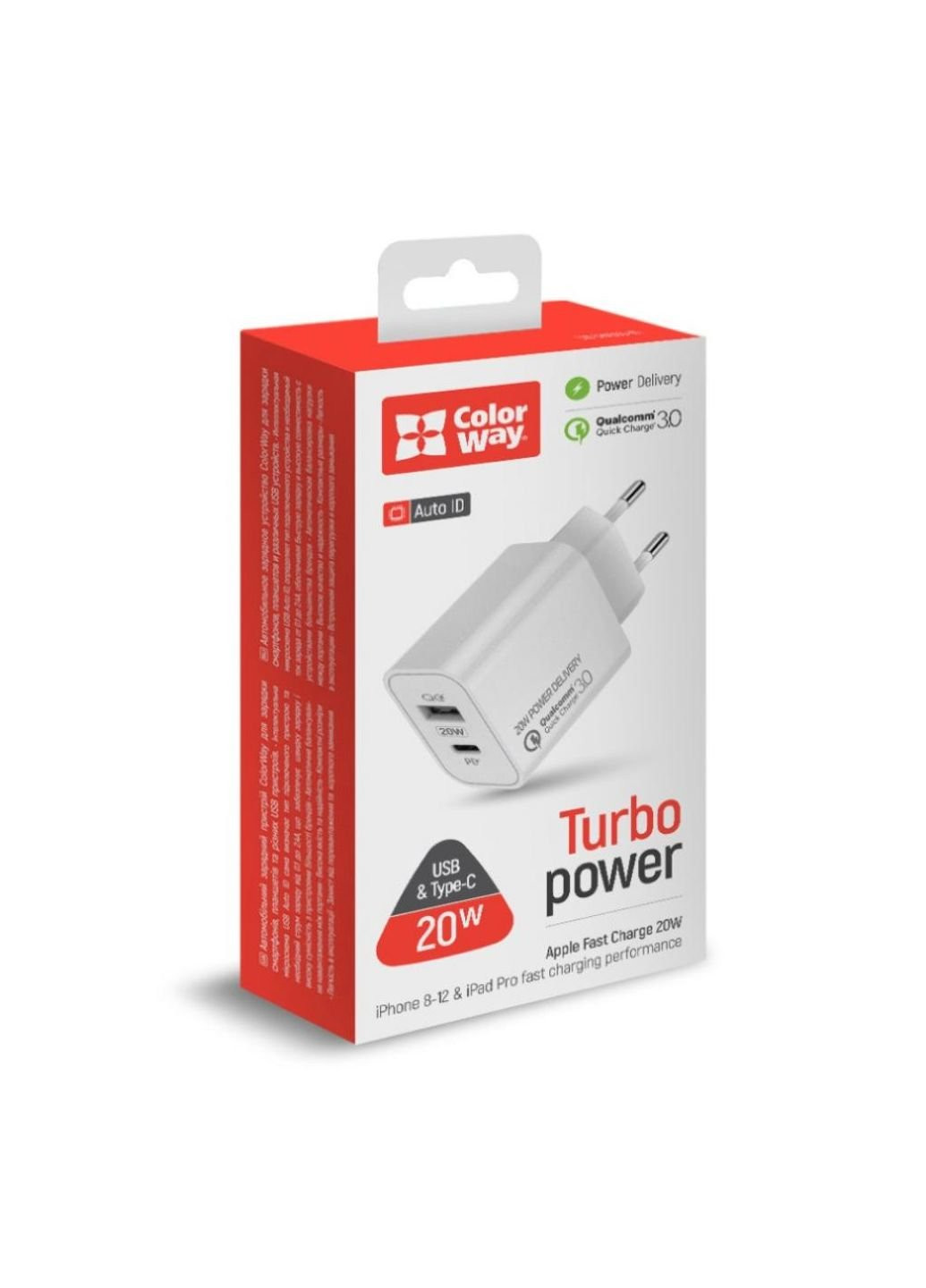 Зарядное устройство (CW-CHS025QPD-WT) Colorway Type-C PD + USB QC3.0 (20W) V2 white (253507083)