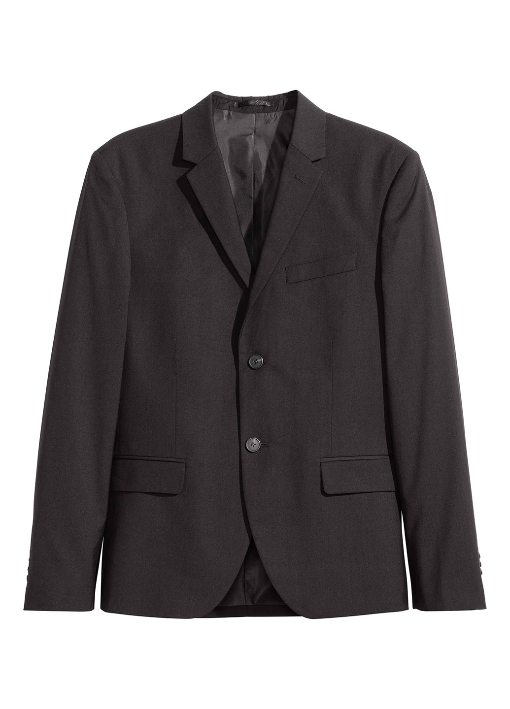 Пиджак H&M однотонный чёрный деловой полиэстер