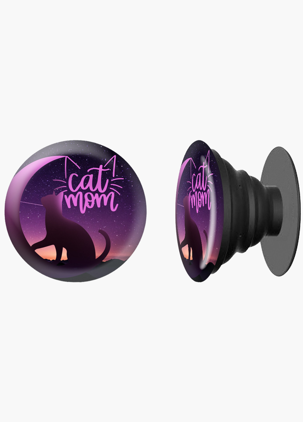 Попсокет (Popsockets) тримач для смартфону Cat Mom (8754-2845) Чорний MobiPrint (221548637)