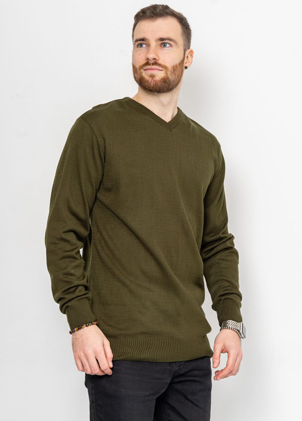 Оливковий (хакі) демісезонний пуловер пуловер Ager
