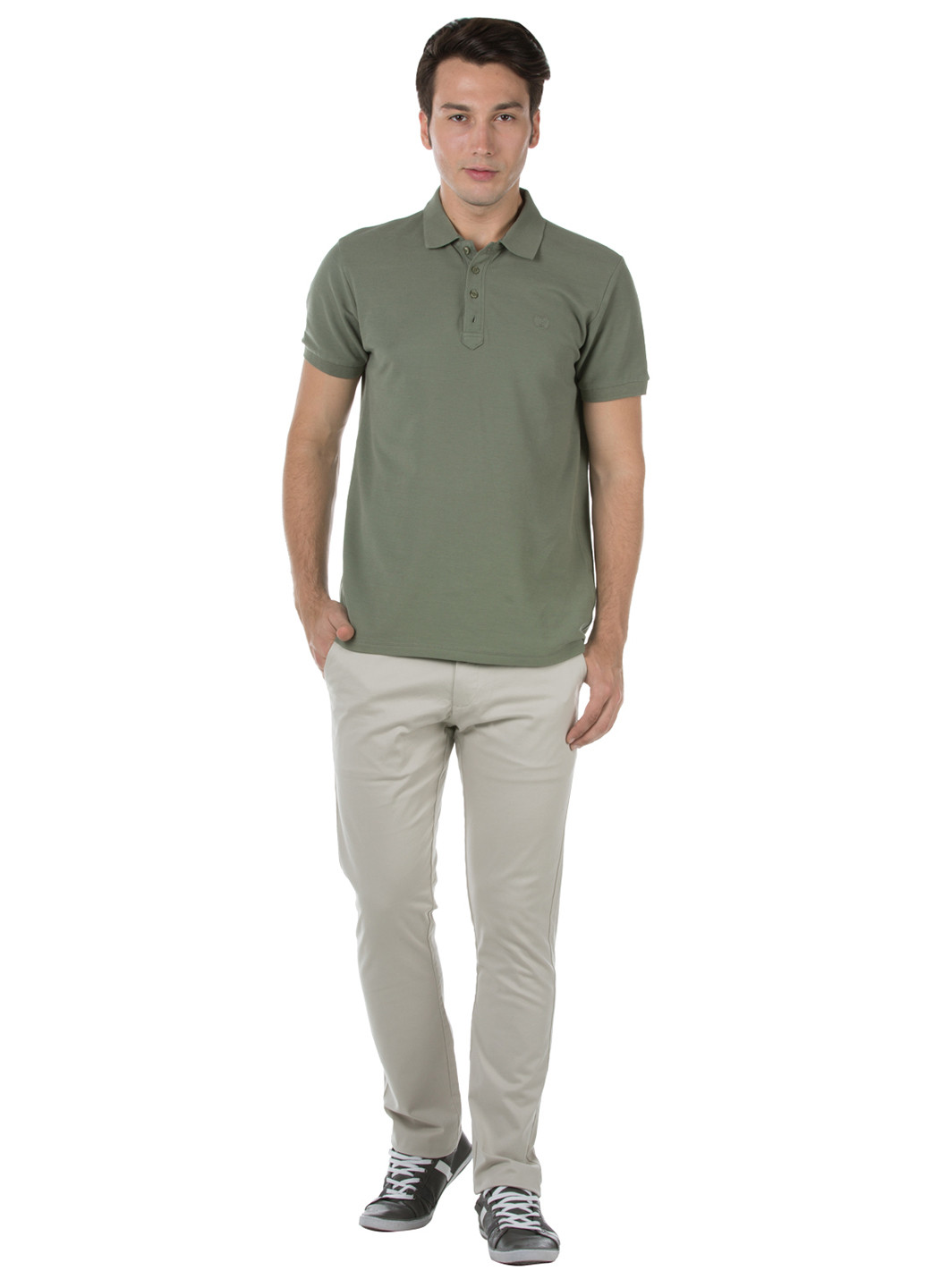 Светло-серые кэжуал демисезонные прямые брюки Colin's