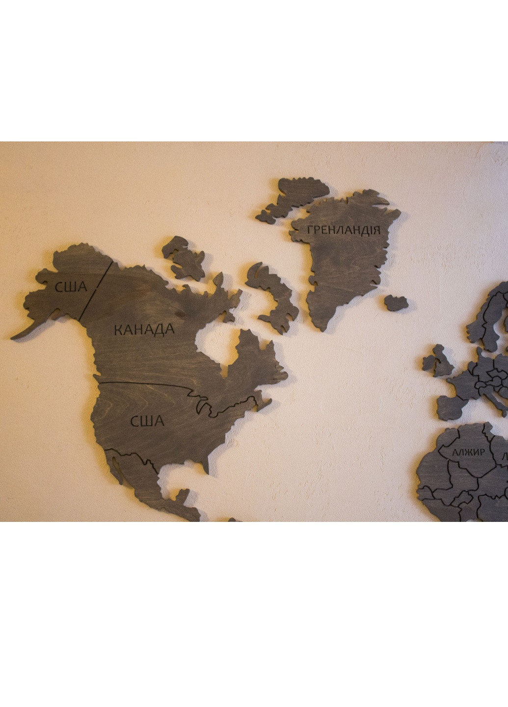 Дерев'яна карта світу на стіну з написами країн ручної роботи 1500х800х6 мм (11320-Нов) Francesco Marconi (250351214)