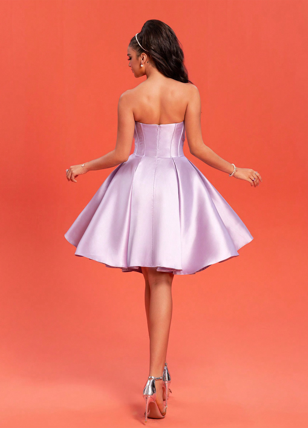 Лиловое коктейльное платье бэби долл SHEIN однотонное