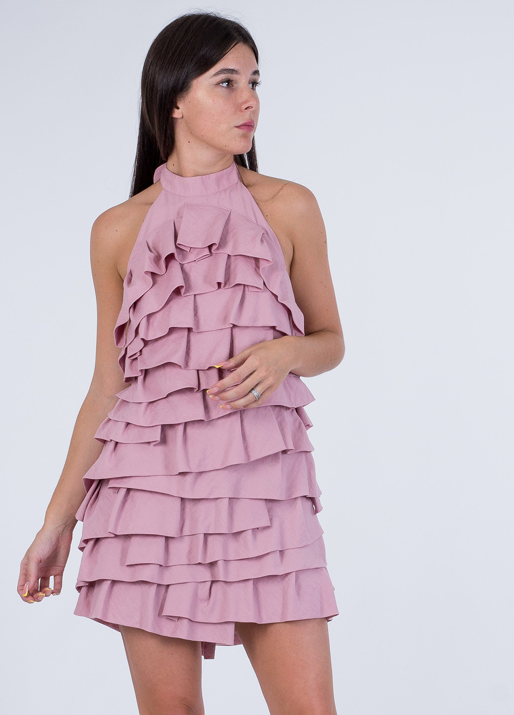 Пудрова коктейльна плаття, сукня з відкритою спиною H&M однотонна