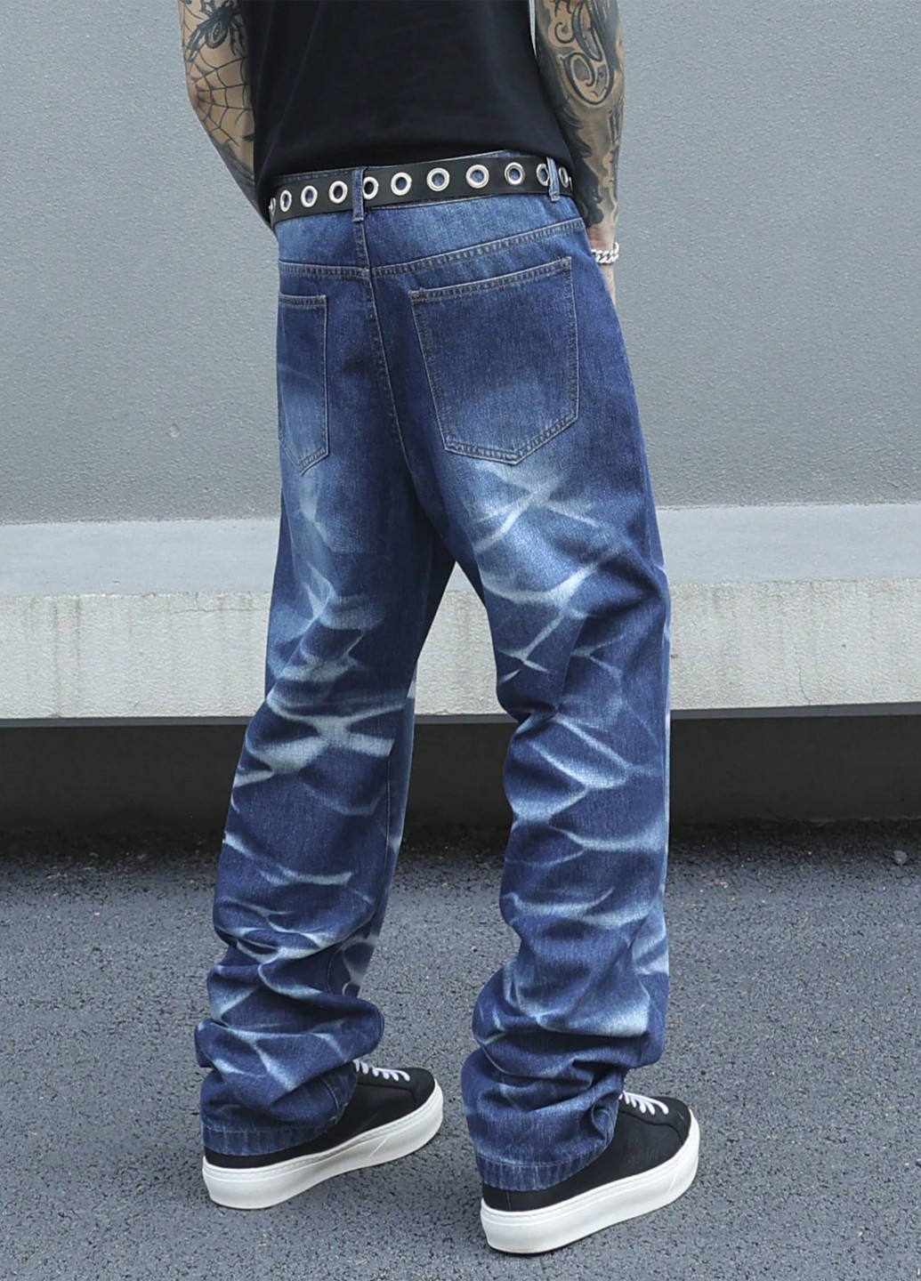 Синие демисезонные прямые джинсы SHEIN