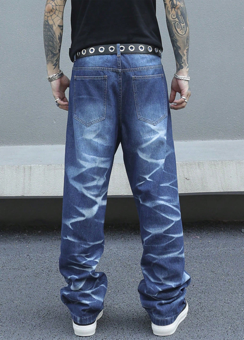 Синие демисезонные прямые джинсы SHEIN