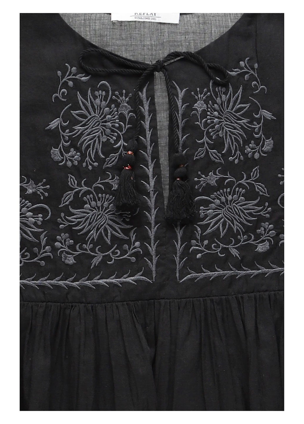 Чорна блуза з баскою Replay