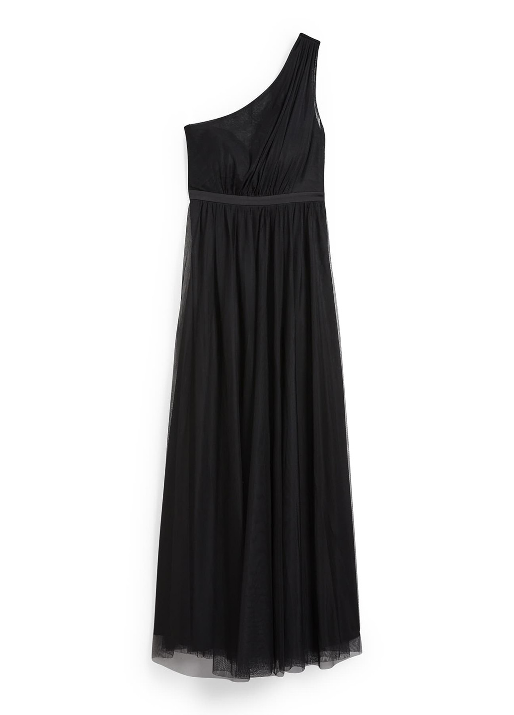 Чорна вечірня, кежуал сукня в стилі армпір, на одне плече C&A однотонна