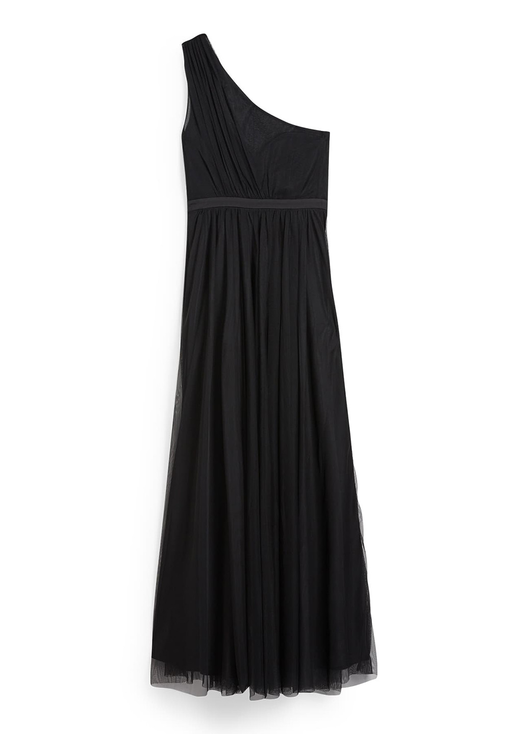 Черное кэжуал, вечернее платье в стиле ампир, на одно плечо C&A однотонное