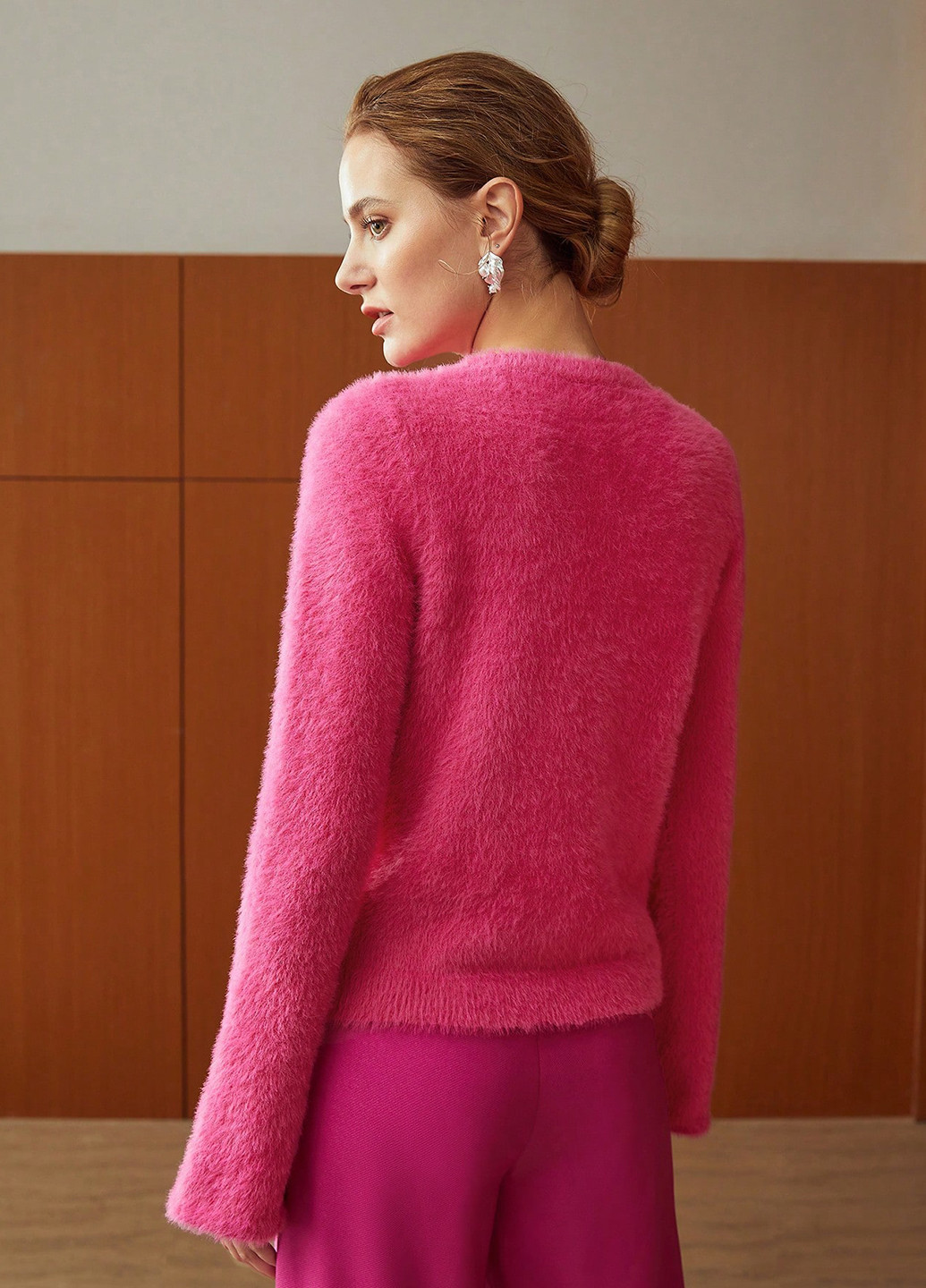 Фуксиновый зимний джемпер джемпер SHEIN
