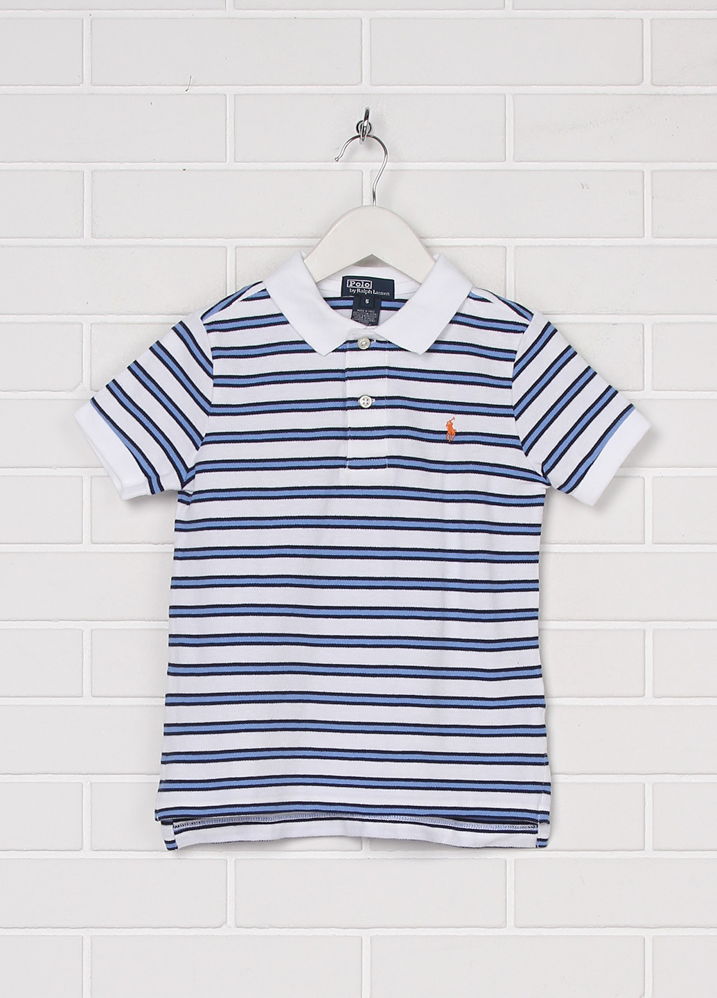 Голубой детская футболка-футболка для мальчика Ralph Lauren в полоску