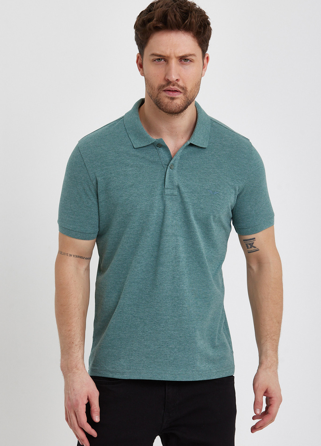 Мятная футболка-поло для мужчин Trend Collection однотонная