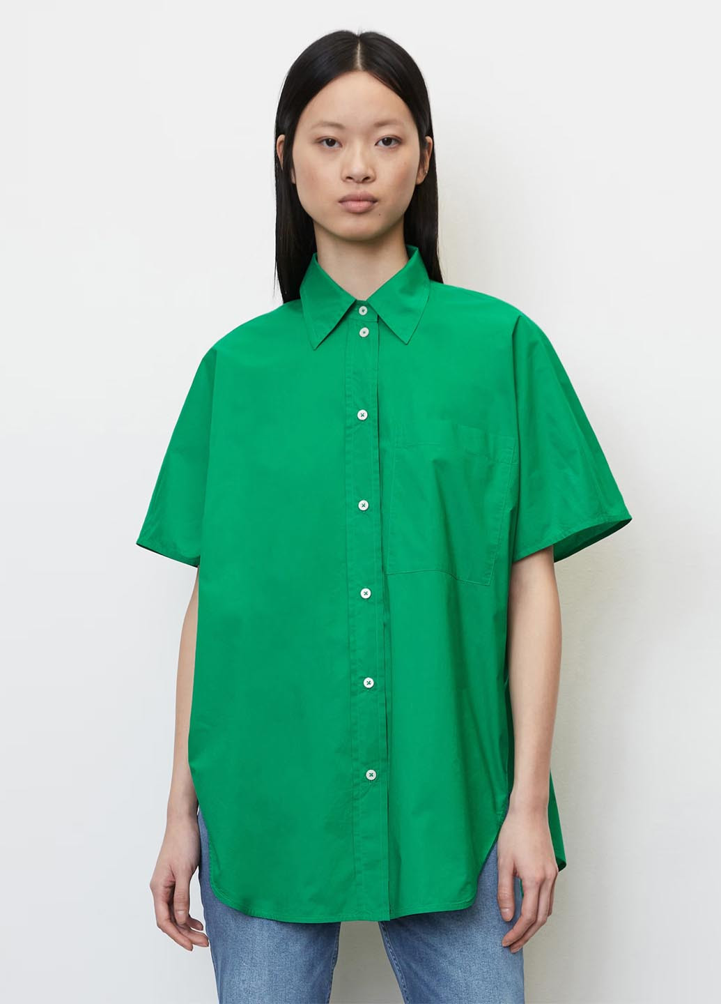 Зеленая кэжуал рубашка однотонная Marc O'Polo