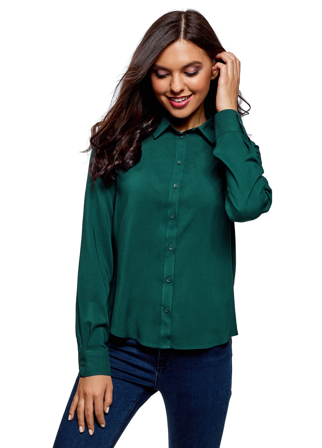 Темно-зелена демісезонна блуза Oodji