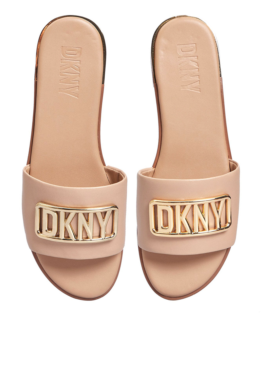 Бежевые шлепанцы DKNY с логотипом