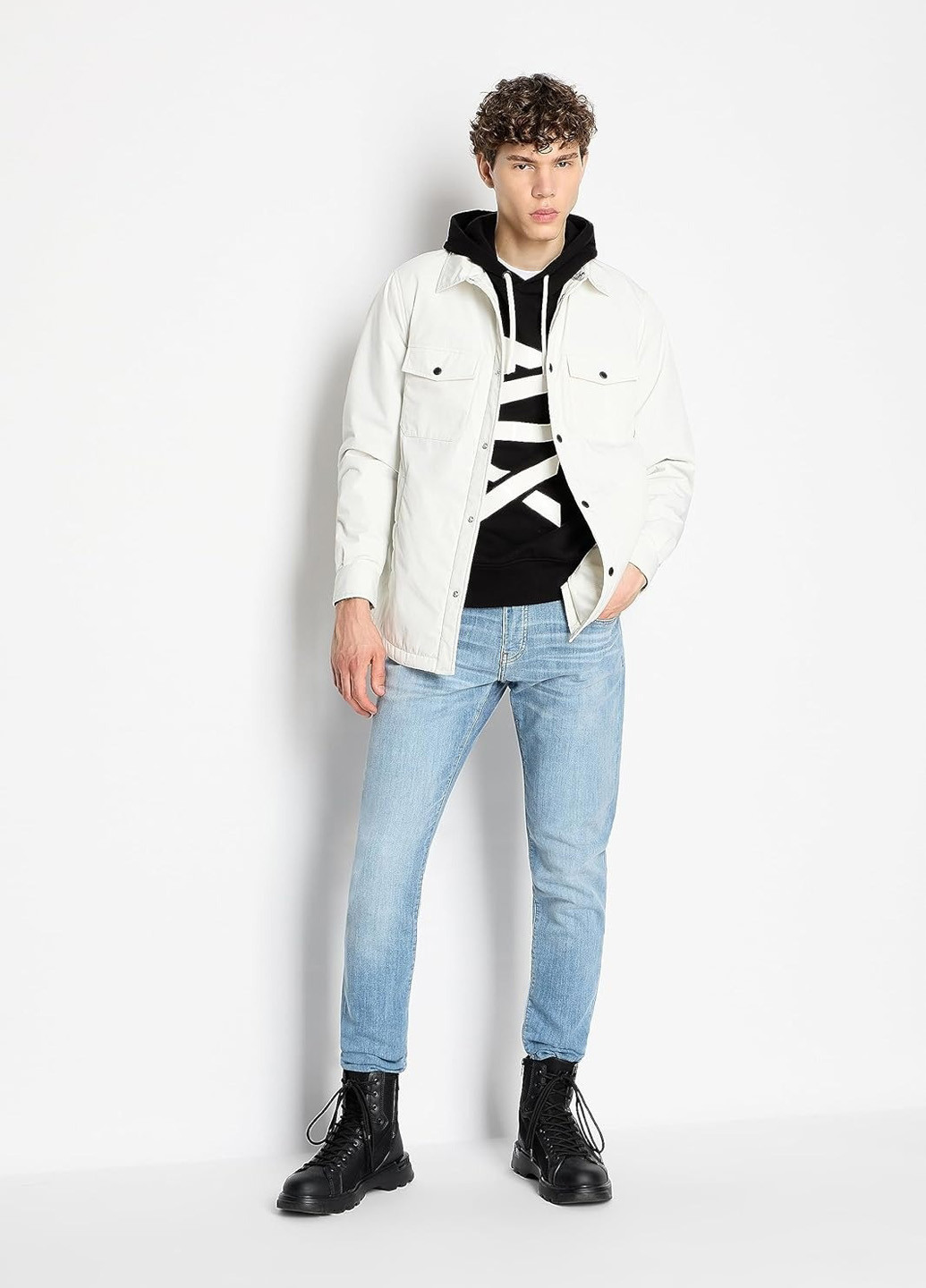 Голубые демисезонные слим джинсы Armani Exchange