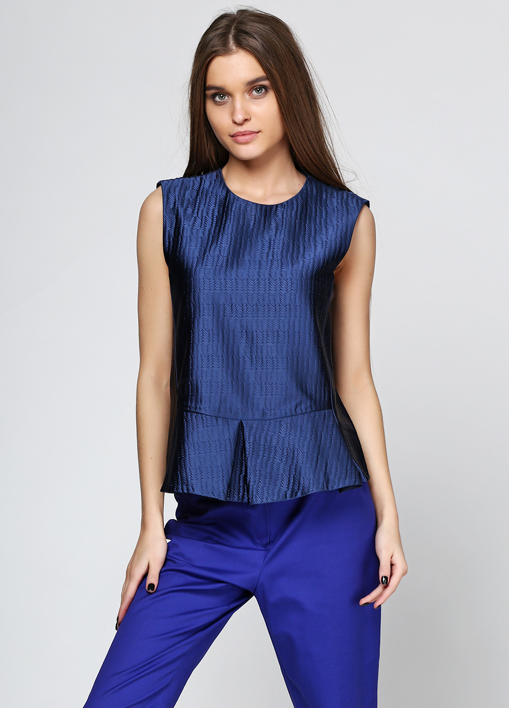 Синяя демисезонная блуза с баской Emporio Armani