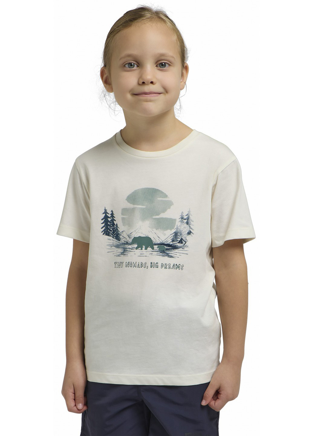 Белая летняя футболка Jack Wolfskin GRAPHIC COTTON T KIDS