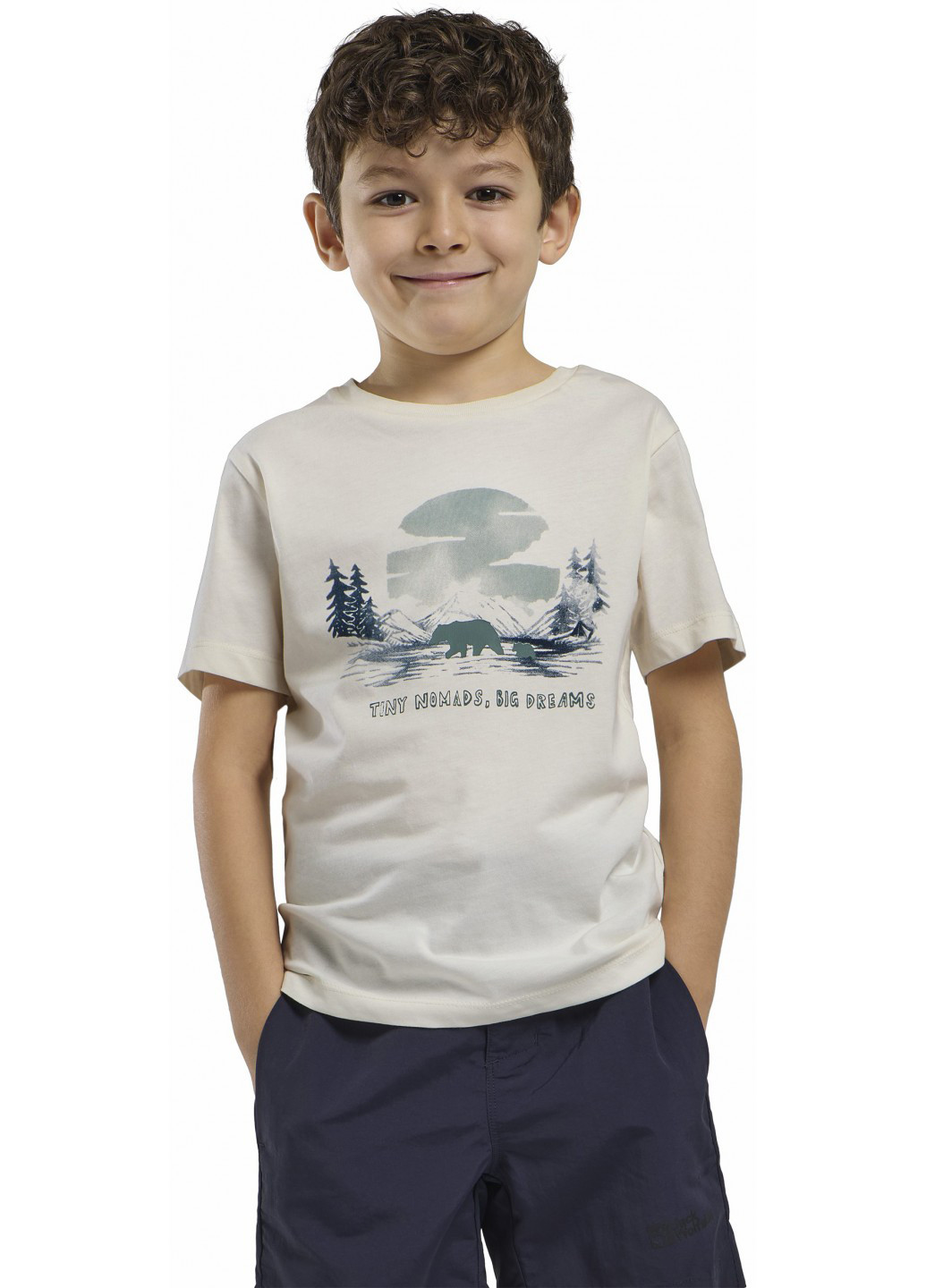 Белая летняя футболка Jack Wolfskin GRAPHIC COTTON T KIDS