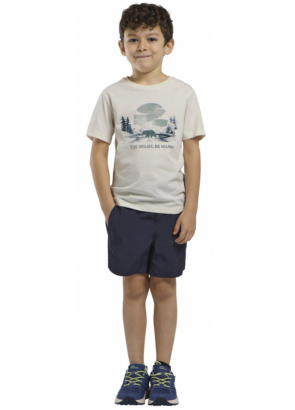Белая летняя футболка Jack Wolfskin GRAPHIC COTTON T KIDS