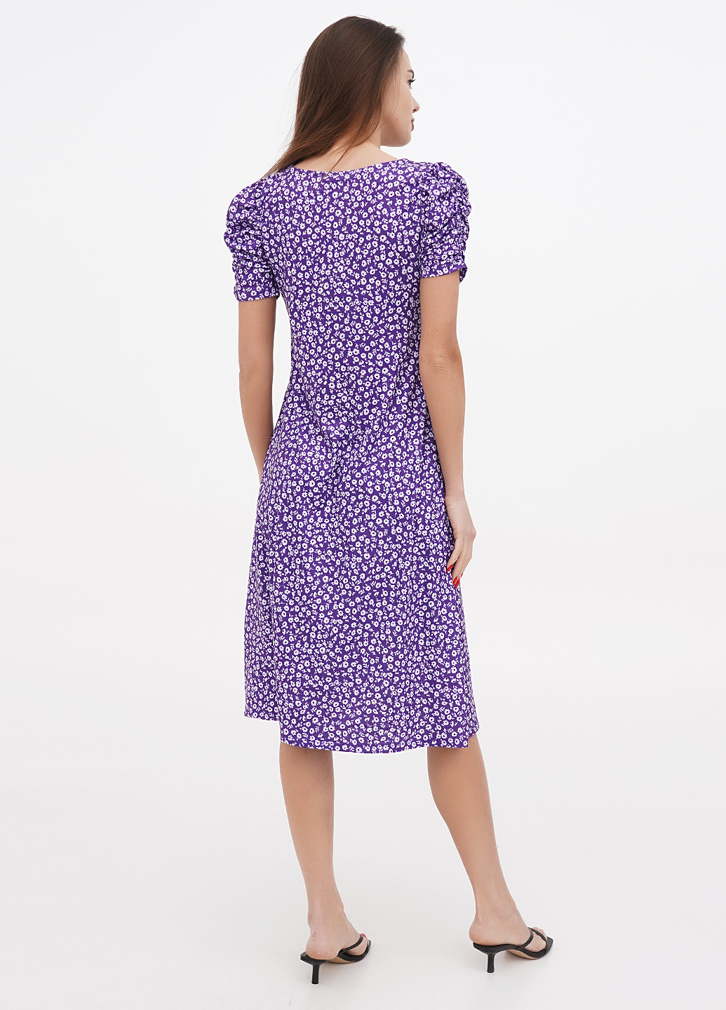 Фиолетовое кэжуал платье H&M с цветочным принтом