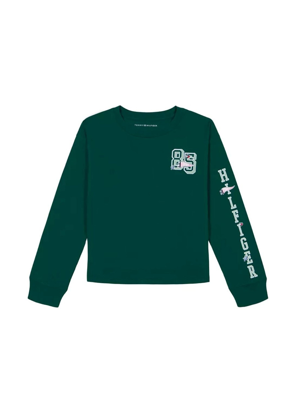Зеленый демисезонный кэжуал лонгслив Tommy Hilfiger с надписями