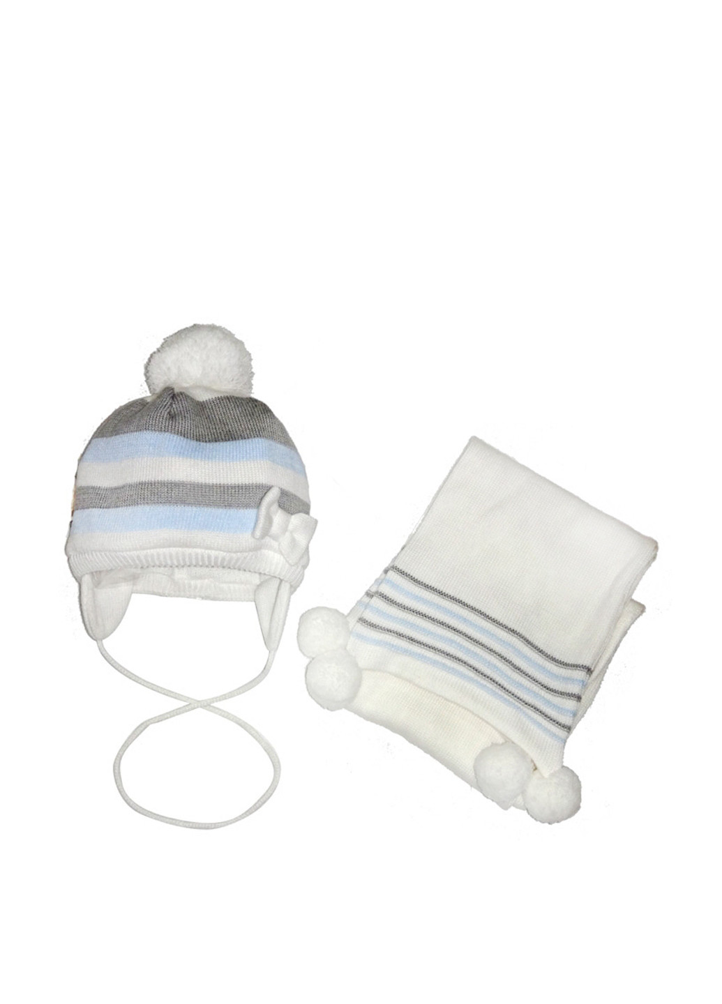 Белый демисезонный комплект (шапка, шарф) Wojcik