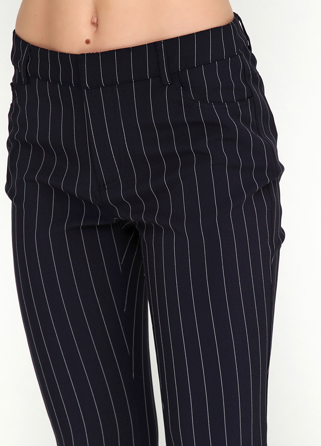 Темно-синие кэжуал демисезонные прямые брюки Ichi