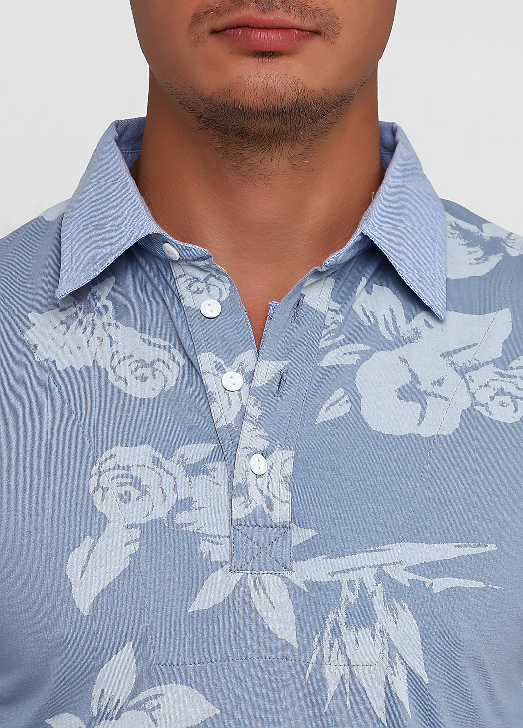 Голубой футболка-поло для мужчин M.O.D. с рисунком