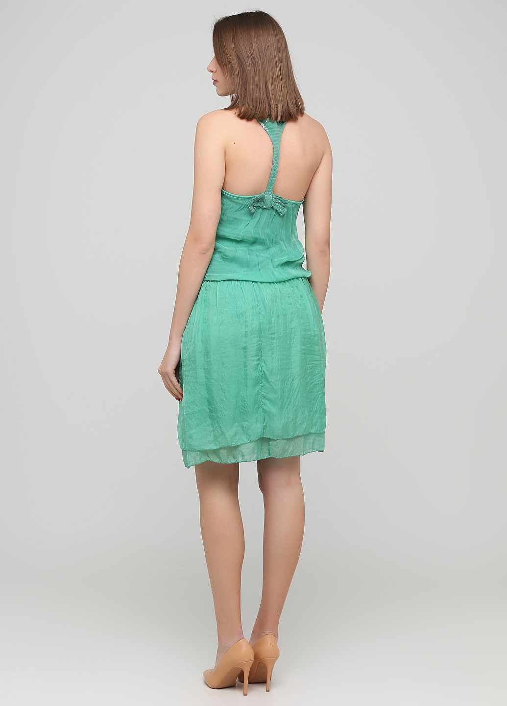 Изумрудное кэжуал платье King Kong однотонное