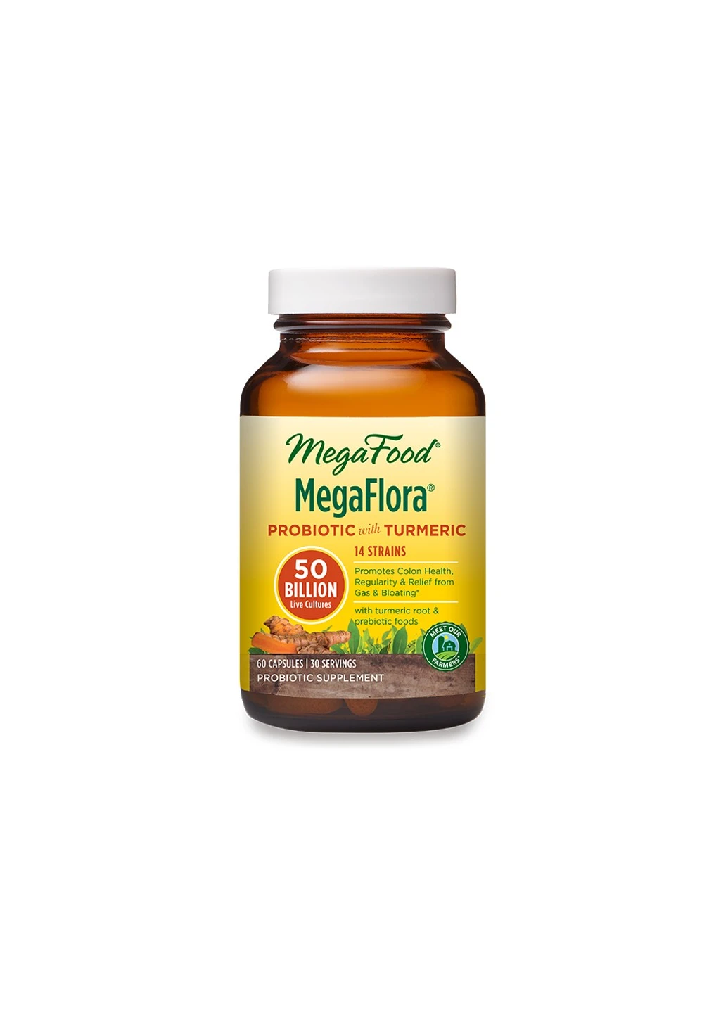 Пробіотикии MegaFlora for Over 50, Probiotic with Turmeric,, 90 капсул MegaFood (255409597)