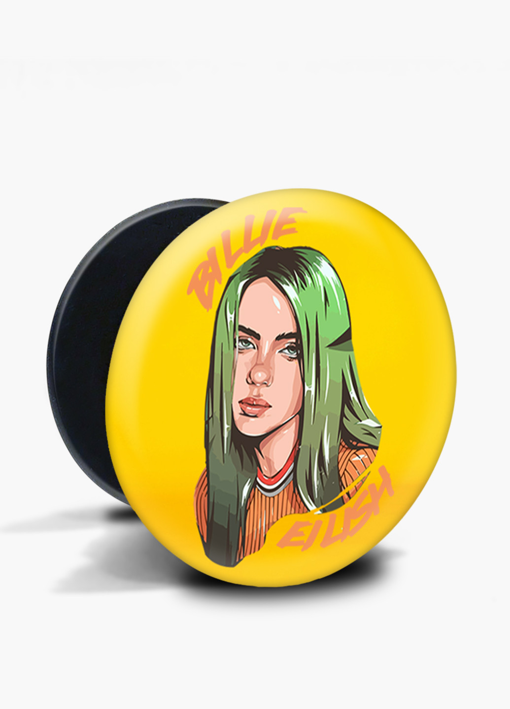 Попсокет (Popsockets) тримач для смартфону Біллі Айлиш (Billie Eilish) (8754-1599) Чорний MobiPrint (216748504)