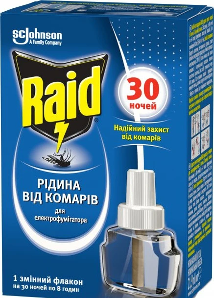 Рідина від комарів для фумігатора 30 ночей, 22 мл Raid (254801344)