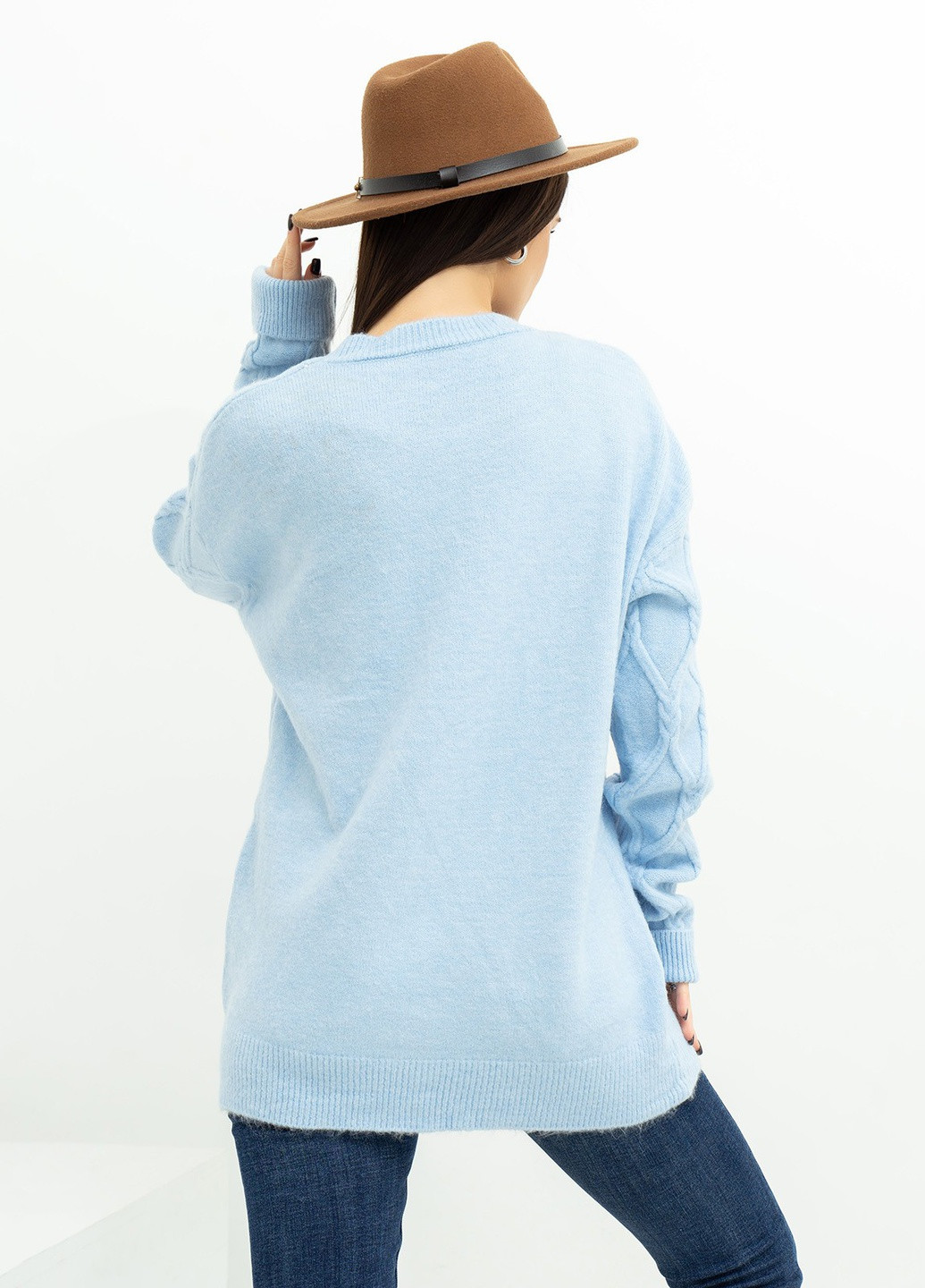 Голубой зимний свитер женский джемпер ISSA PLUS WN20-373
