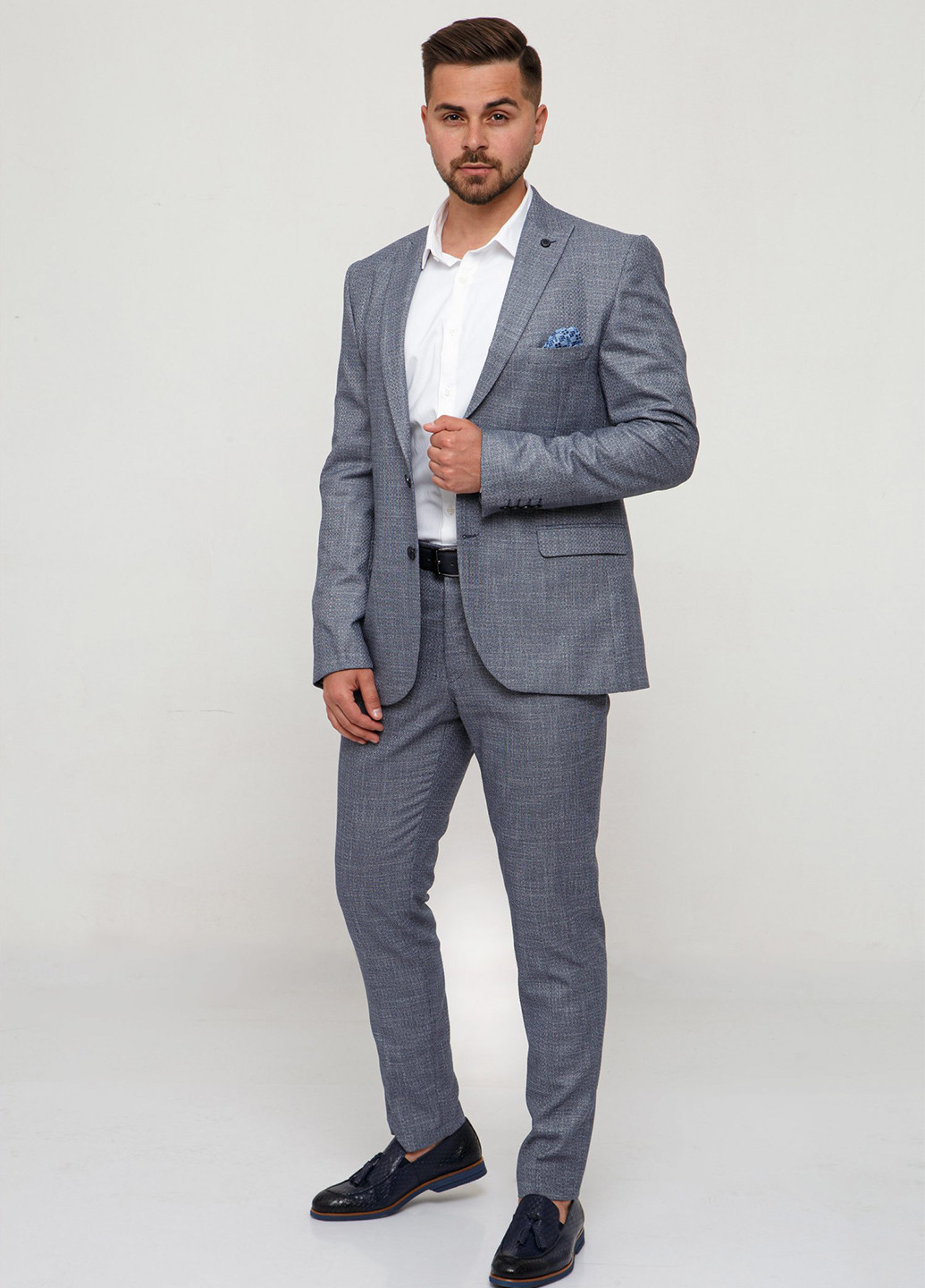 Серо-голубой демисезонный костюм (пиджак, брюки) брючный Trend Collection