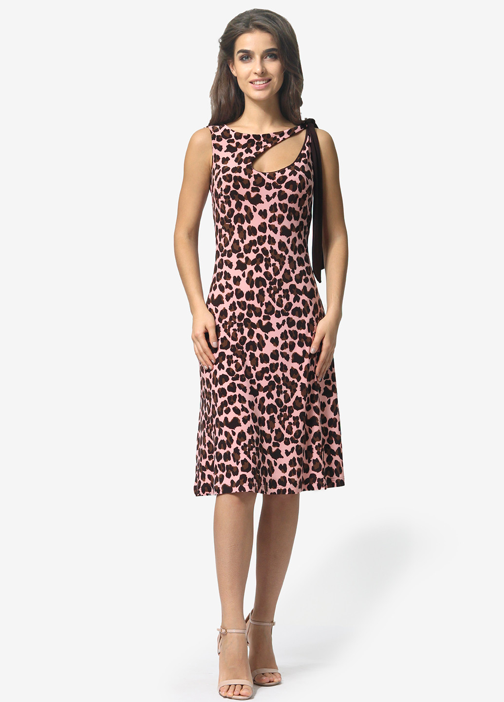 Розовое кэжуал платье клеш Agata Webers леопардовый