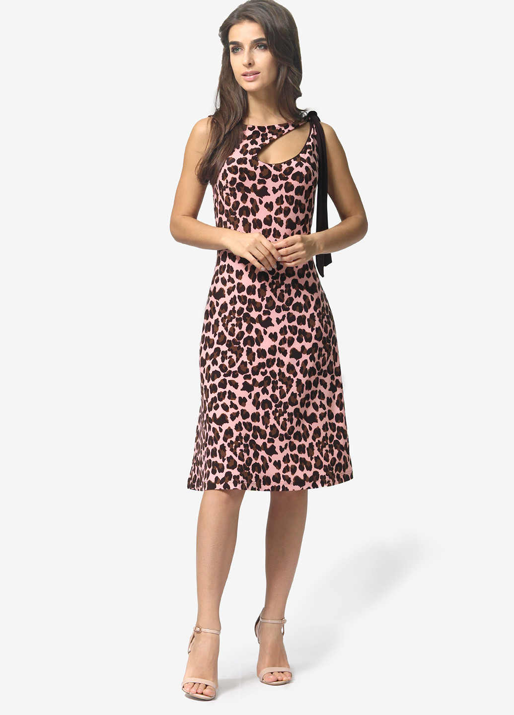 Рожева кежуал сукня кльош Agata Webers леопардовий